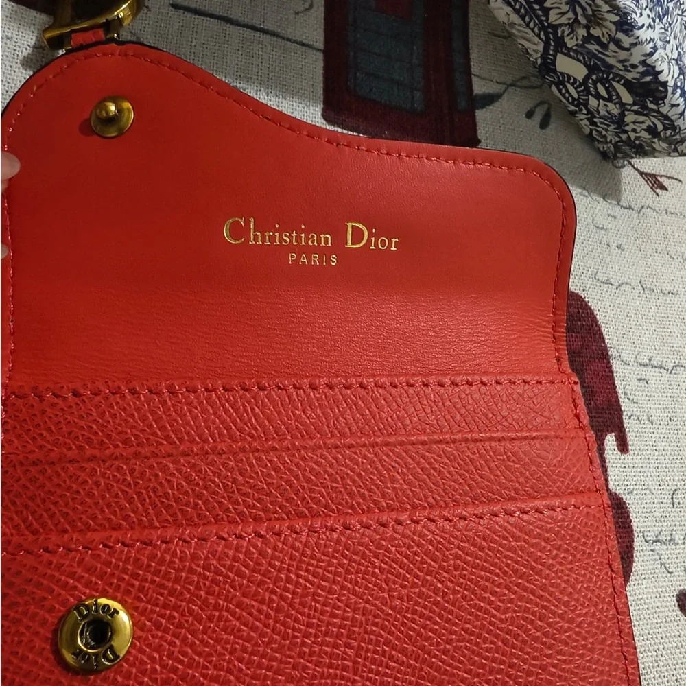 Dior Red Leather Mini Crossbody with Gold 'D' Charm Accent